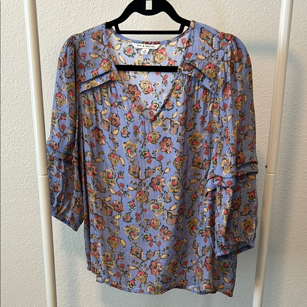 Zach & Rachel Blue Ruffled Sailor Collar Blouse